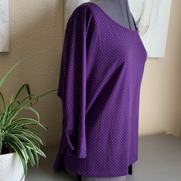 Torrid Purple & Gold Top with one open shoulder - Picture 3 of 5